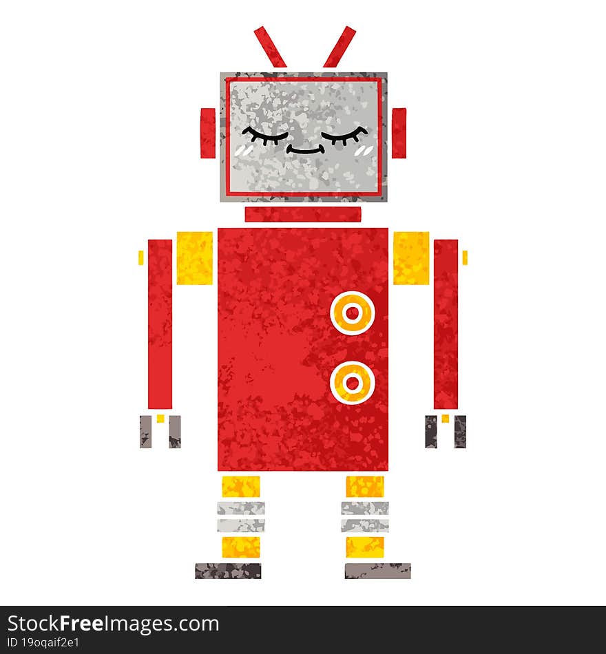 Retro Illustration Style Cartoon Robot