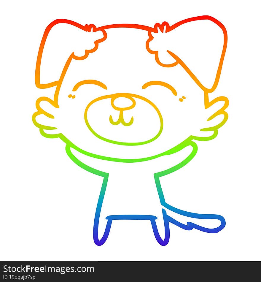 Rainbow Gradient Line Drawing Cartoon Dog