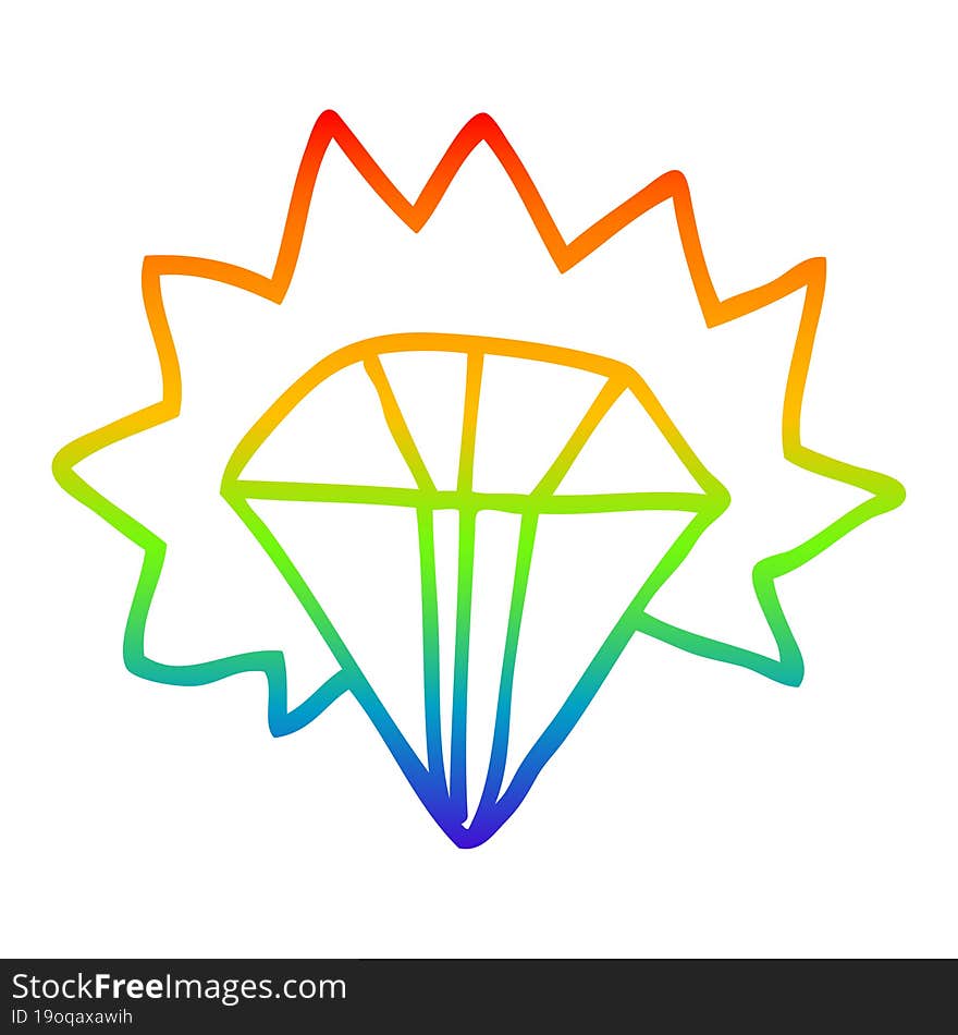 Rainbow Gradient Line Drawing Cartoon Giant Ruby