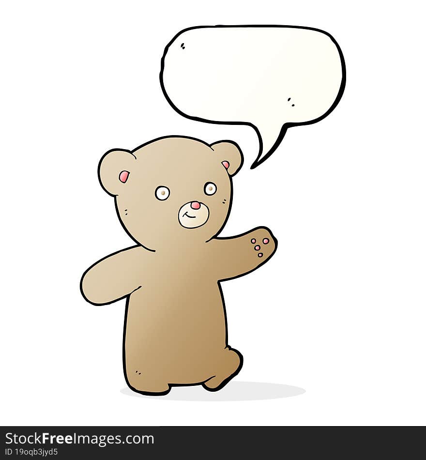 cartoon teddy bear with speech bubble