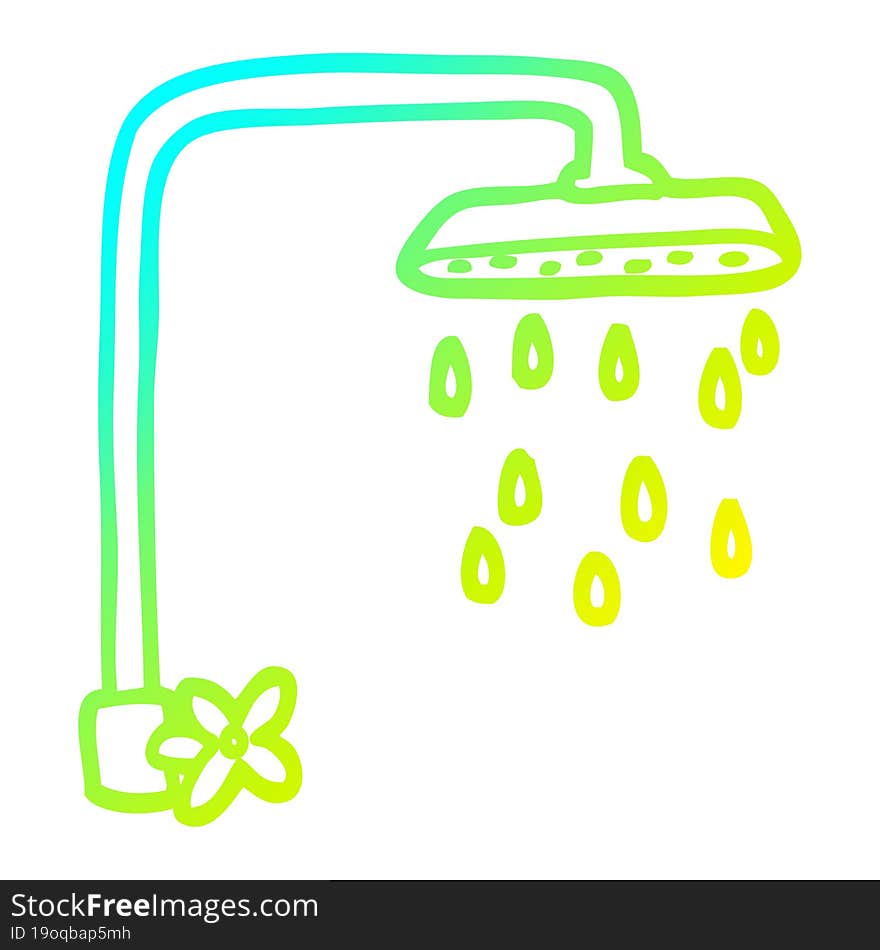 cold gradient line drawing cartoon shower head