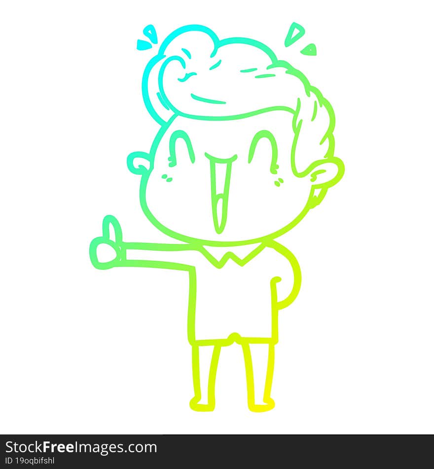 cold gradient line drawing cartoon excited man