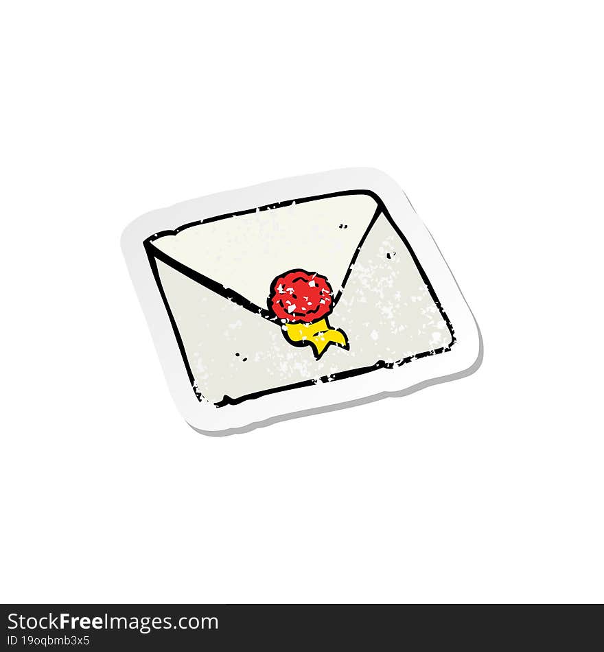 retro distressed sticker of a cartoon letter