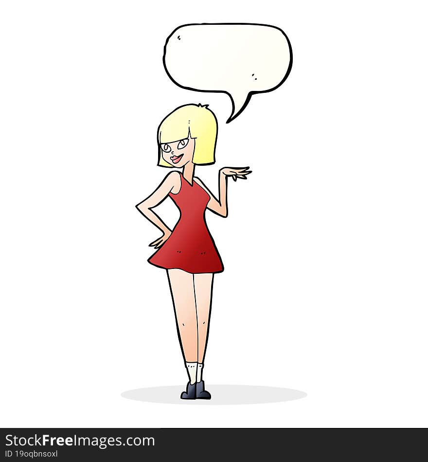 cartoon pretty woman with speech bubble