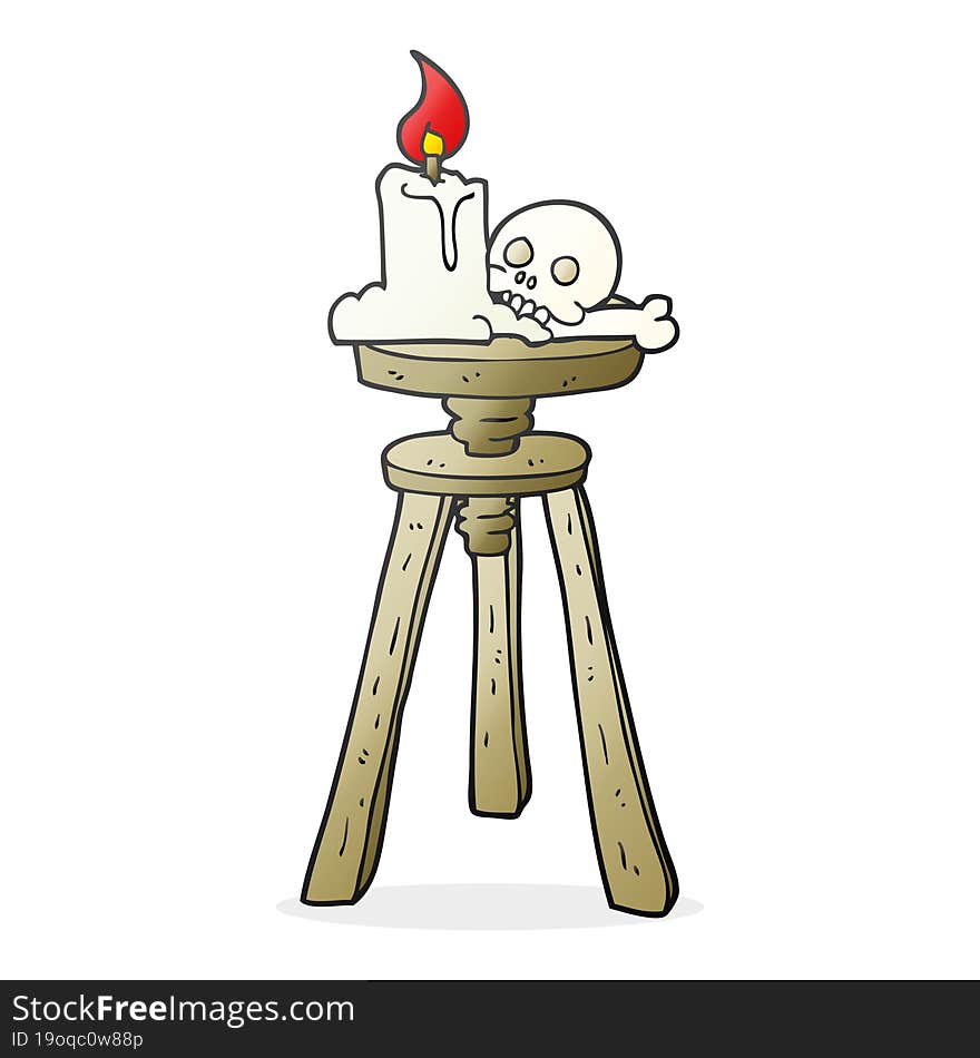 cartoon spooky skull and candle