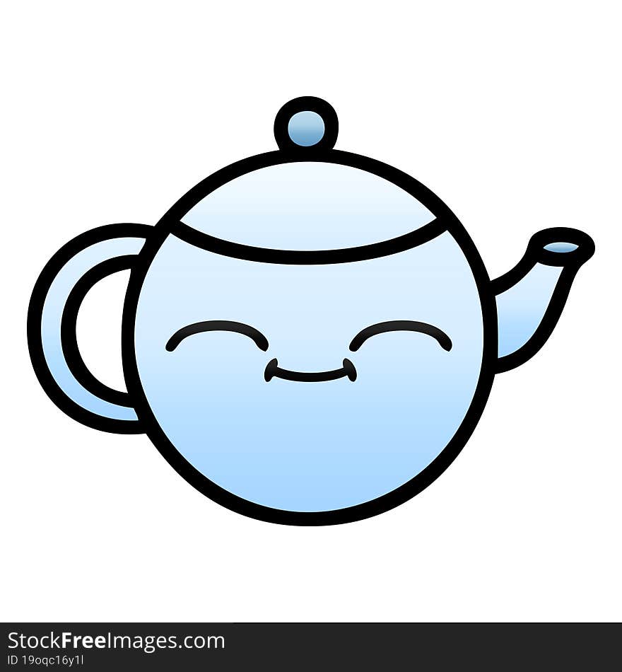 gradient shaded cartoon of a happy teapot