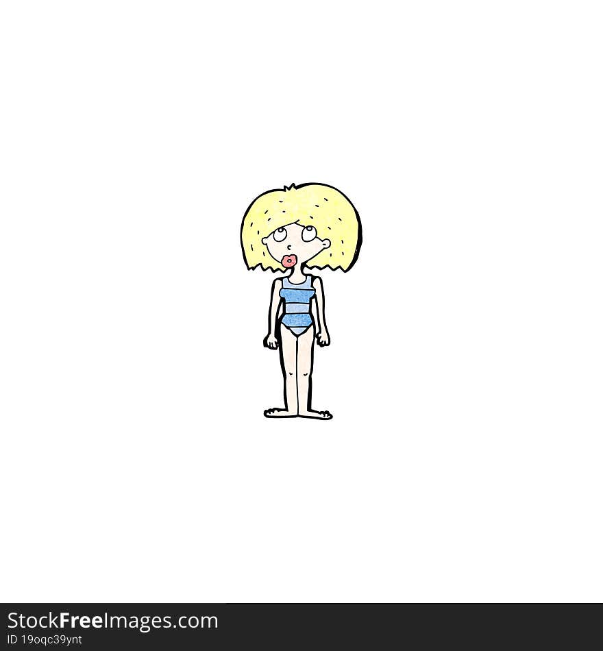 cartoon woman in swimming costume