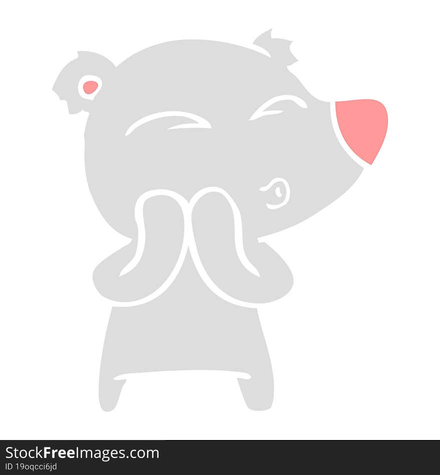 flat color style cartoon whistling bear