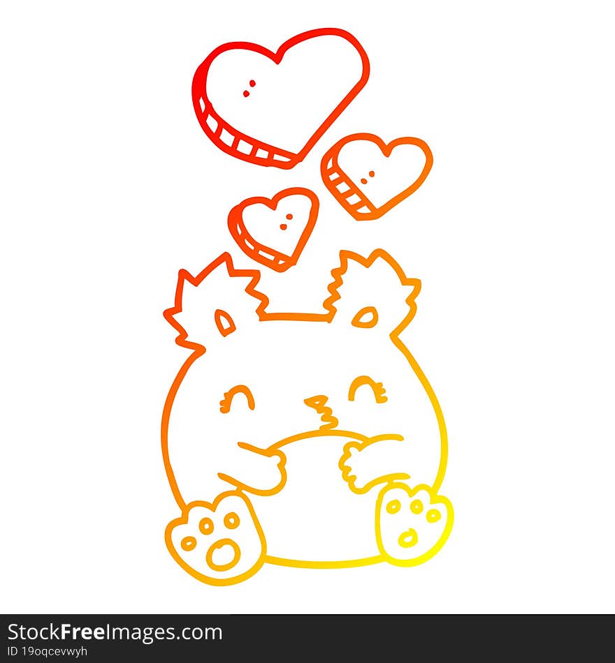 warm gradient line drawing cute cartoon bear