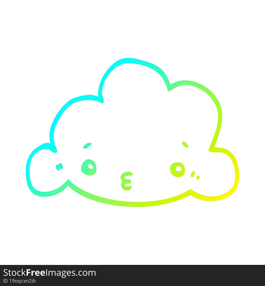 Cold Gradient Line Drawing Cute Cartoon Cloud