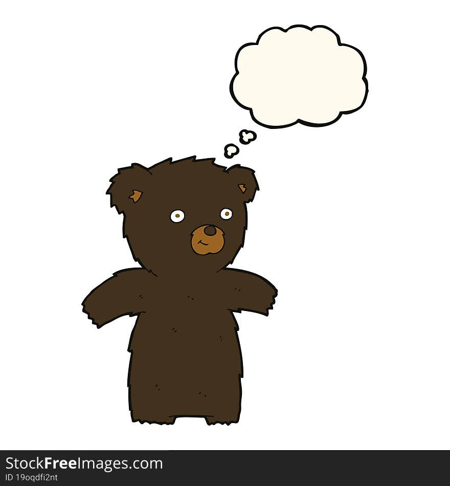 cute cartoon black bear with thought bubble