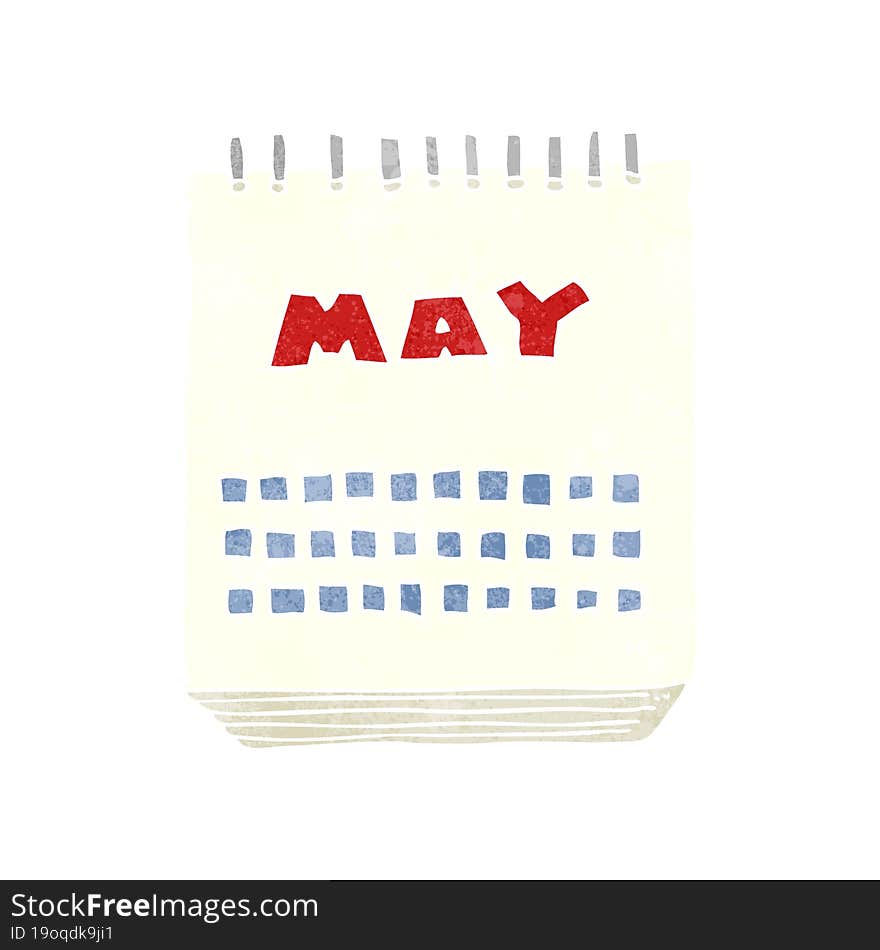 retro cartoon calendar showing month of may