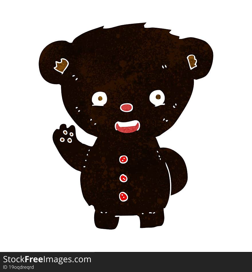 cartoon waving black bear cub