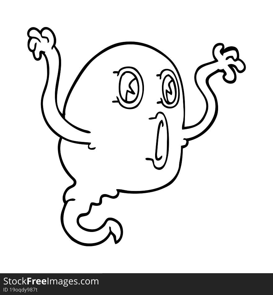 line drawing cartoon ghost