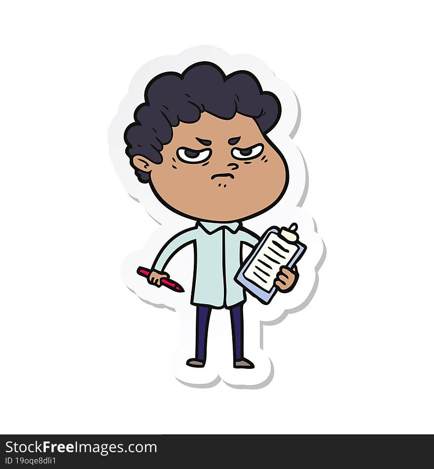 sticker of a cartoon angry man