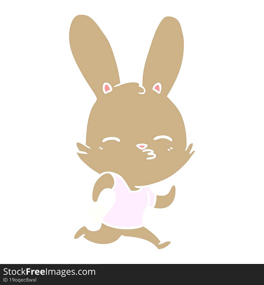 flat color style cartoon running rabbit