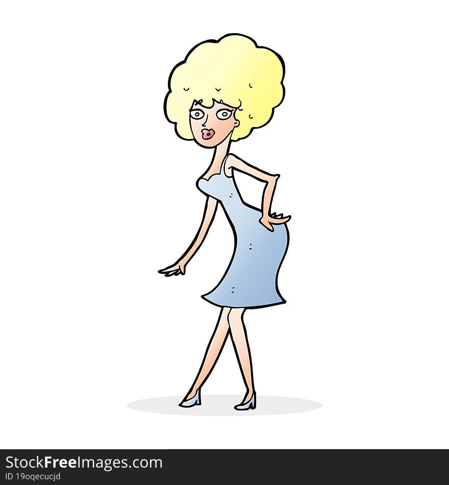 cartoon woman posing in dress