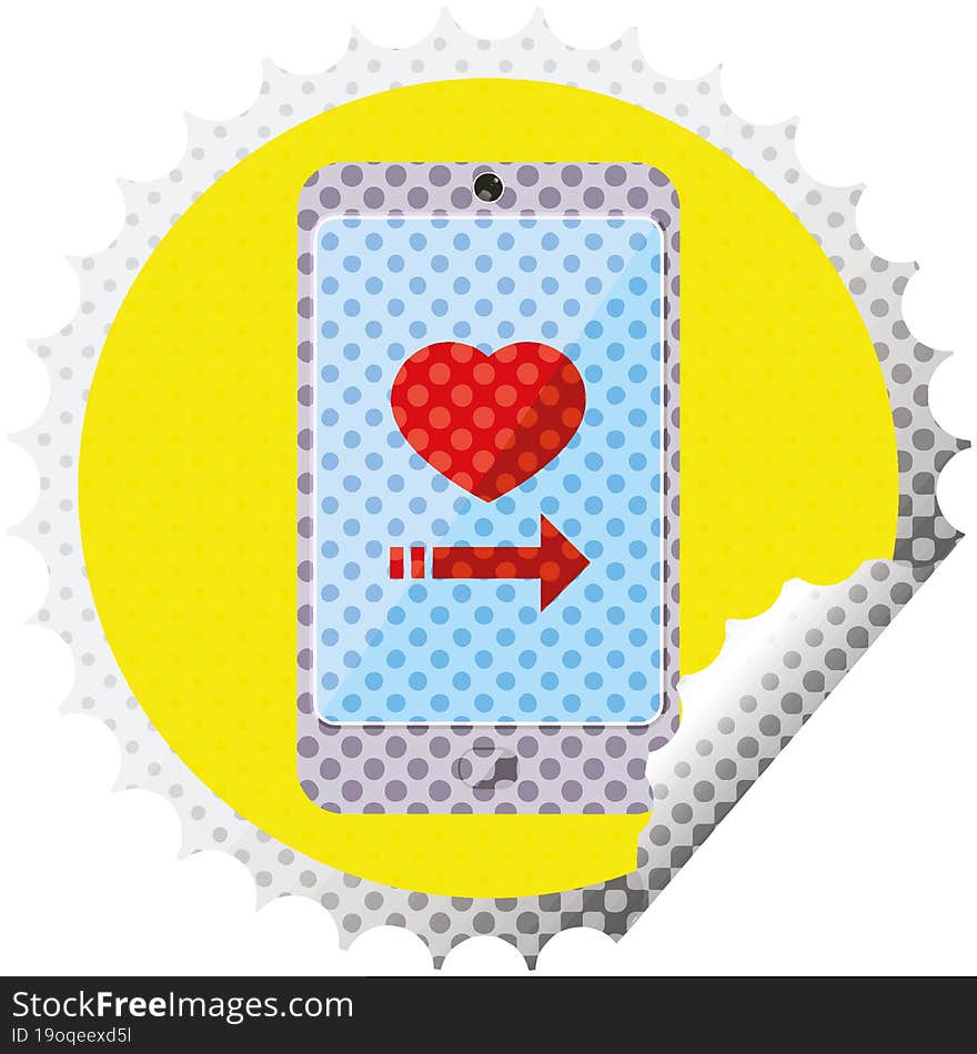 dating app on cell phone round sticker stamp