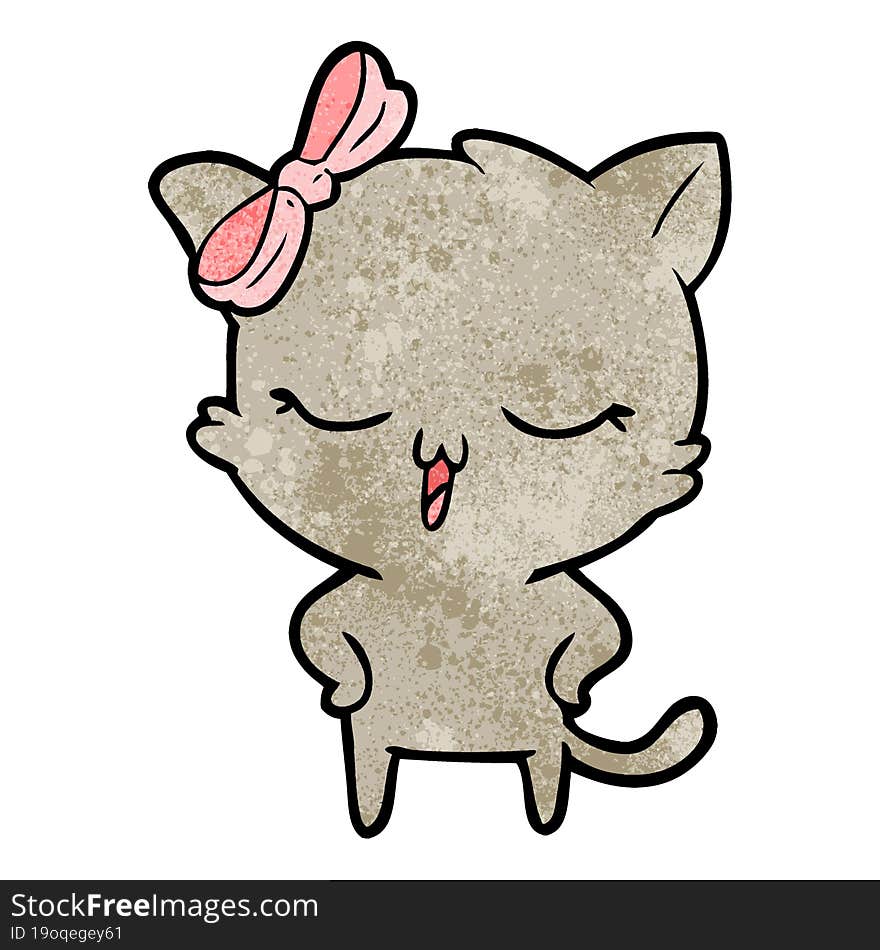 cartoon cat with bow on head and hands on hips. cartoon cat with bow on head and hands on hips