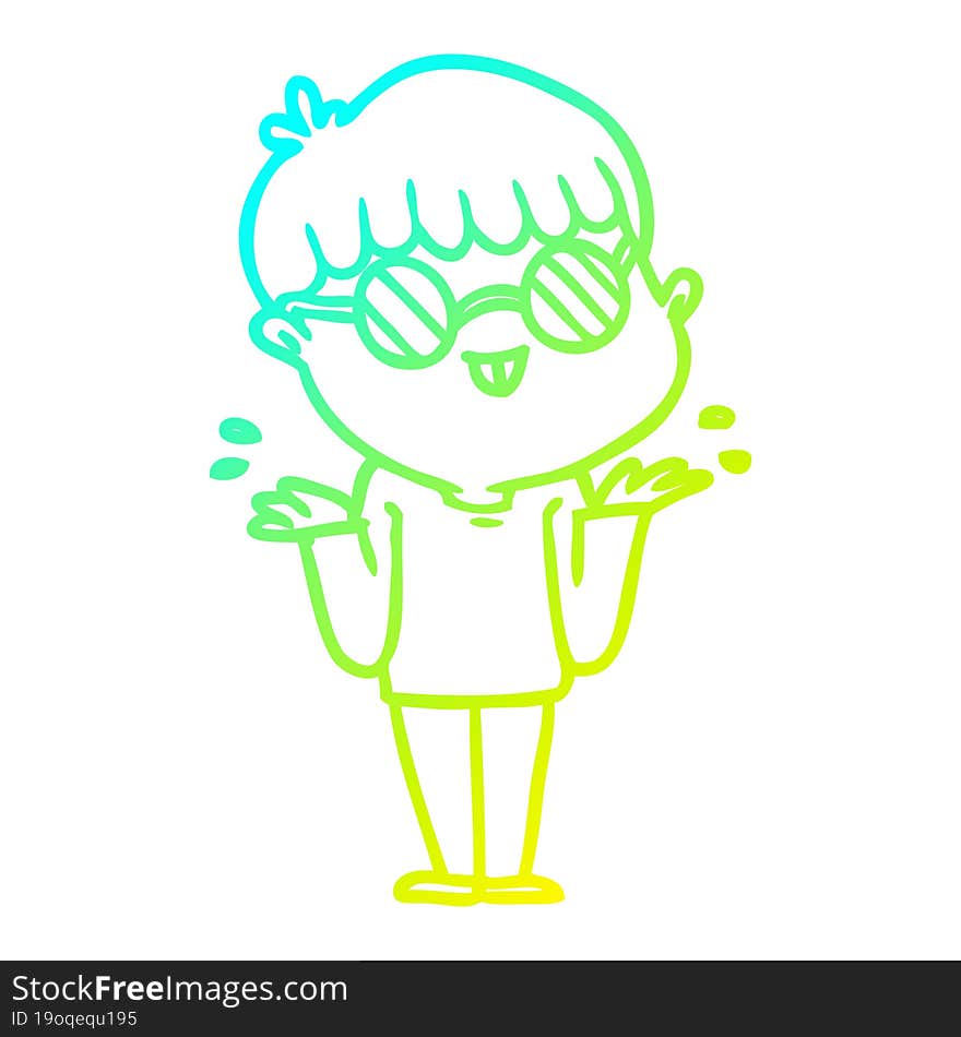 cold gradient line drawing cartoon boy wearing spectacles