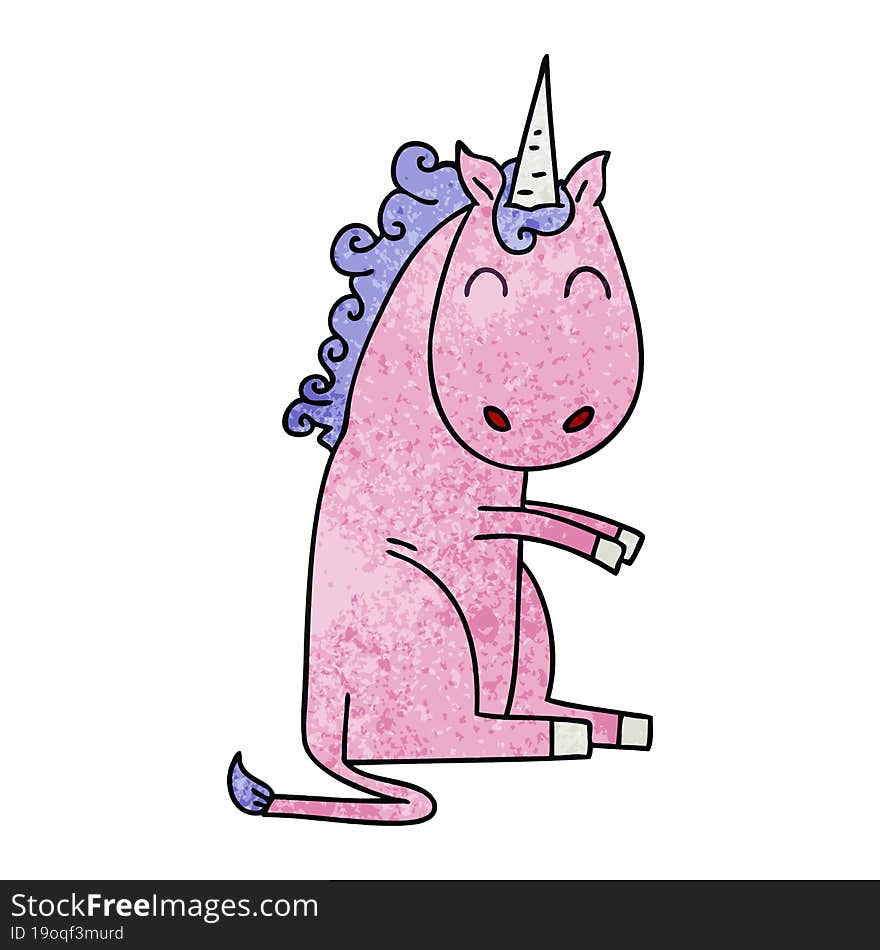 quirky hand drawn cartoon unicorn