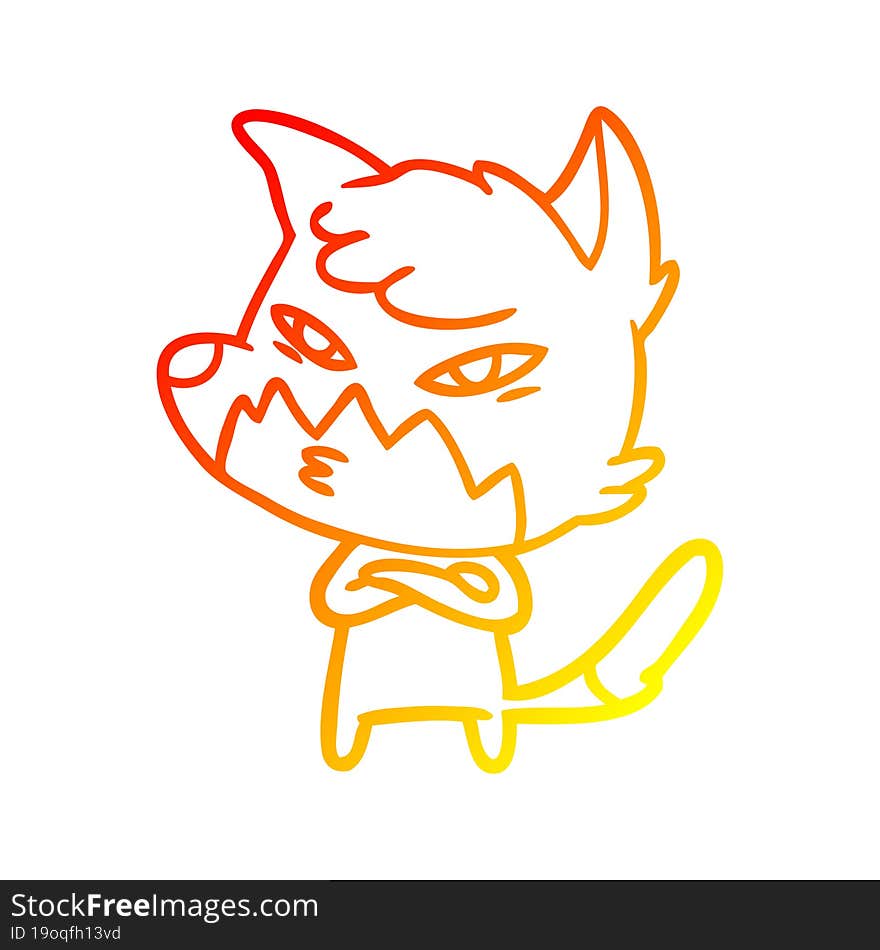 warm gradient line drawing clever cartoon fox