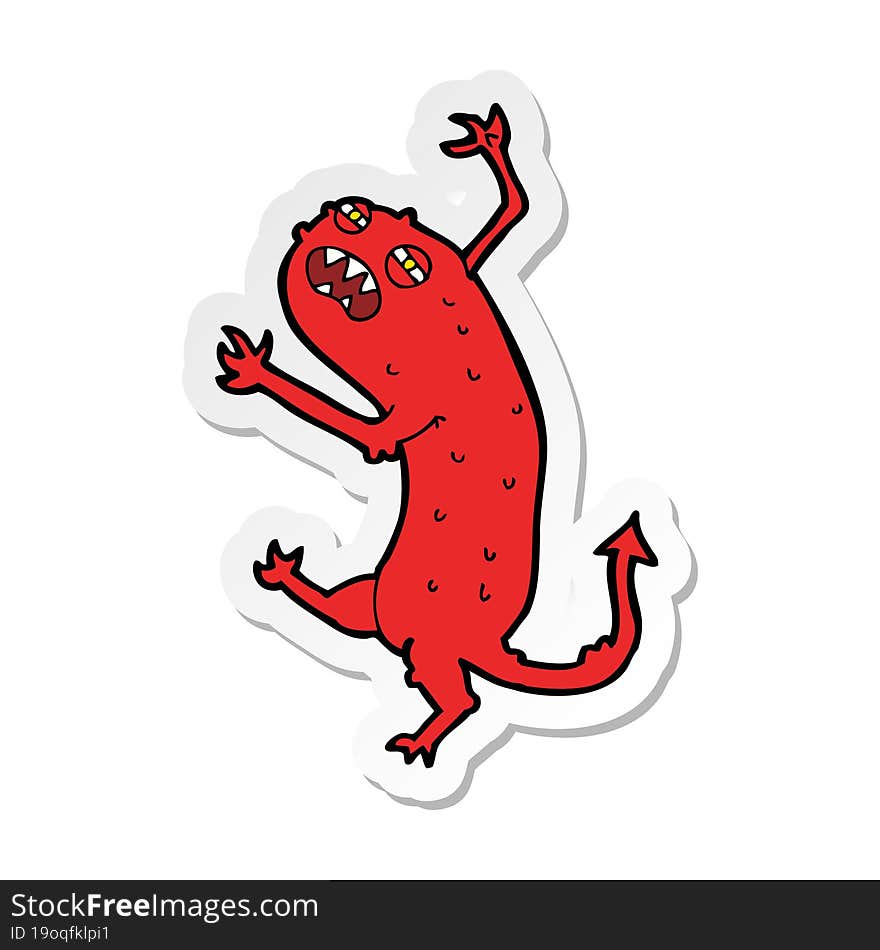 sticker of a cartoon little monster