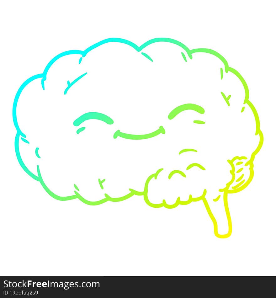 cold gradient line drawing cartoon brain