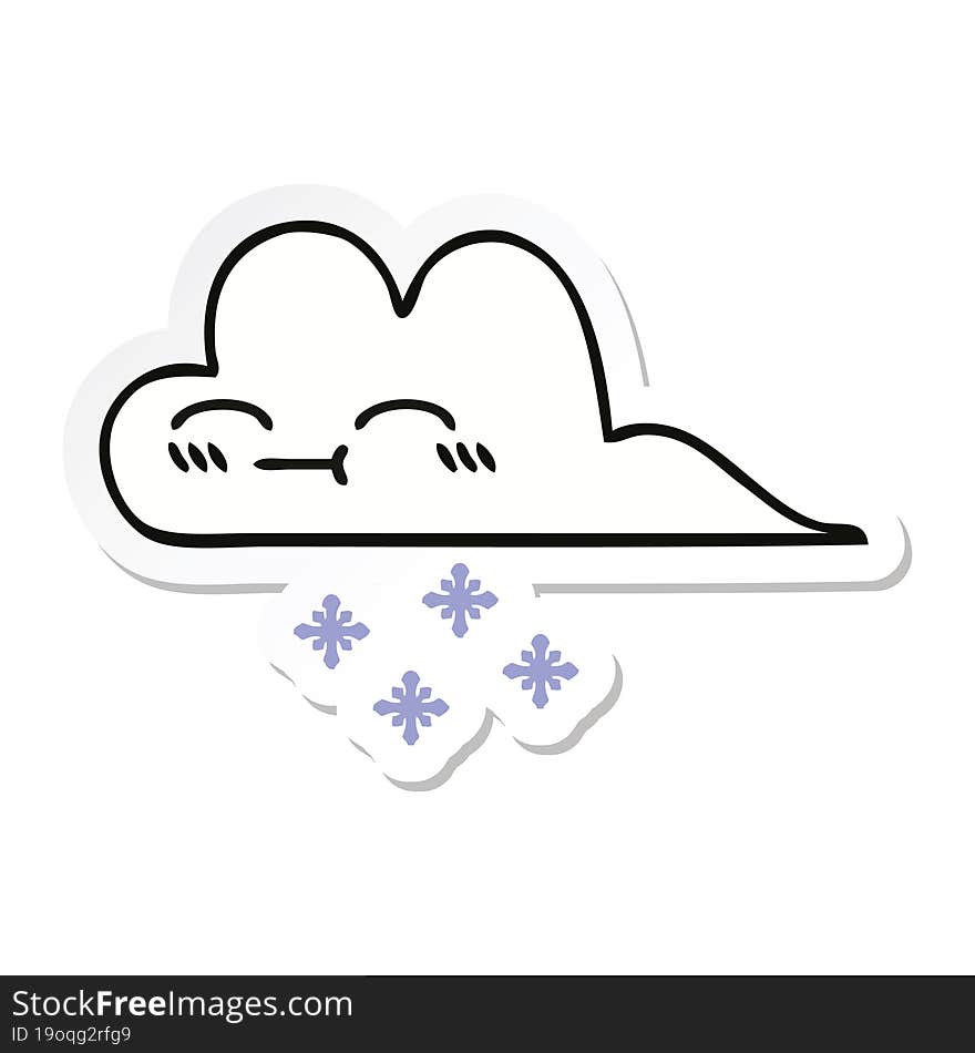 Sticker Of A Cute Cartoon Snow Cloud