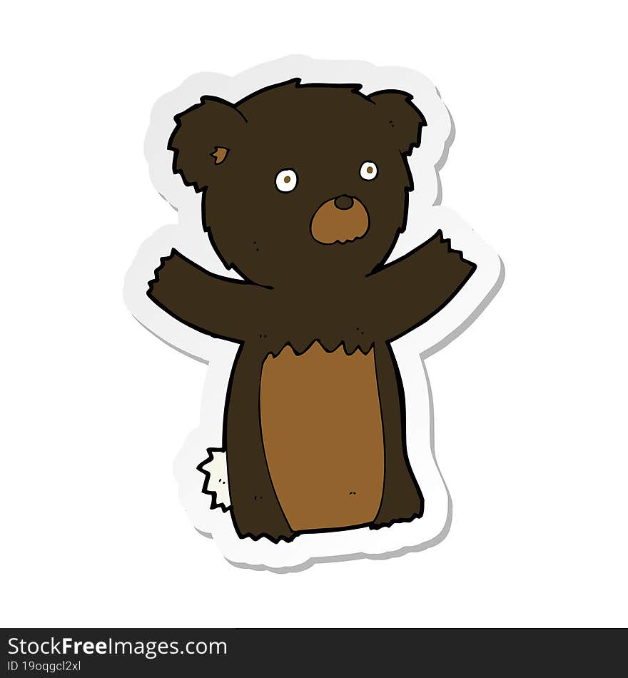 Sticker Of A Cartoon Black Bear Cub