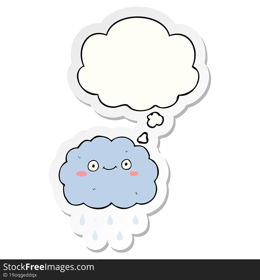 cute cartoon cloud and thought bubble as a printed sticker