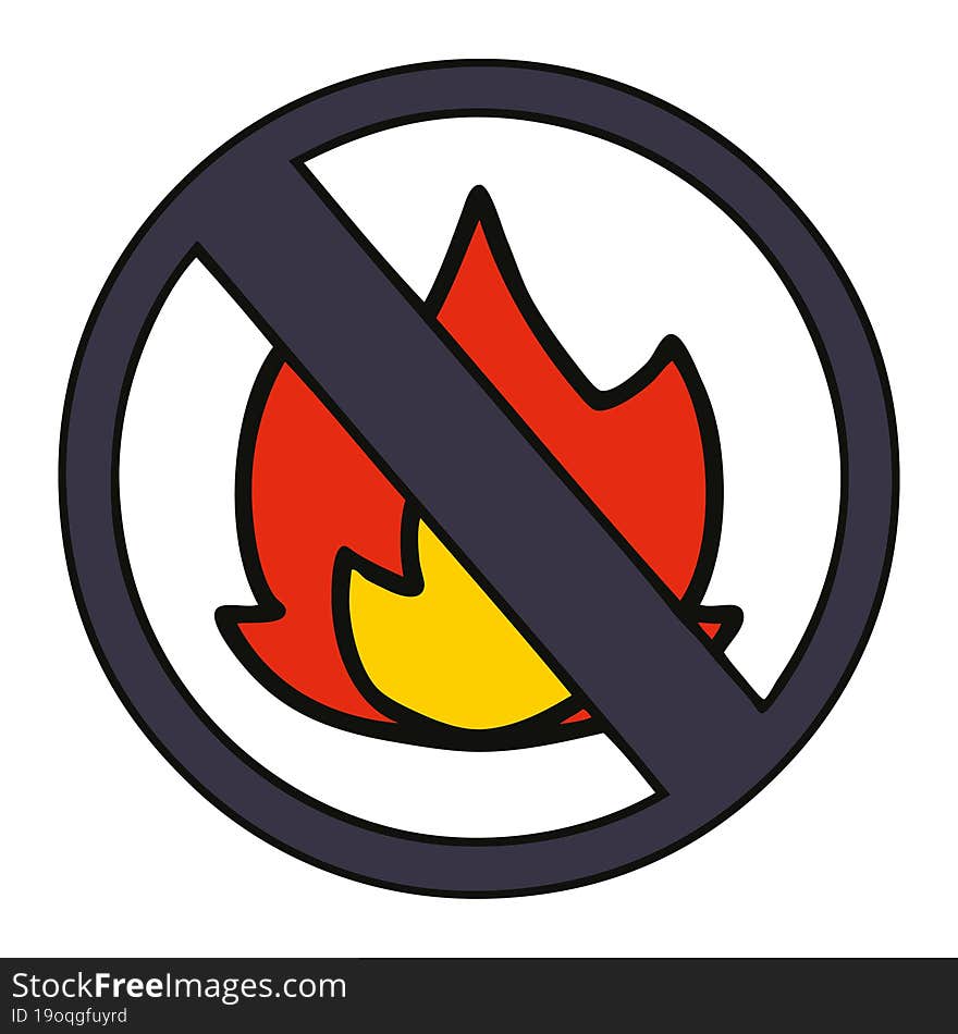 cute cartoon no fire sign