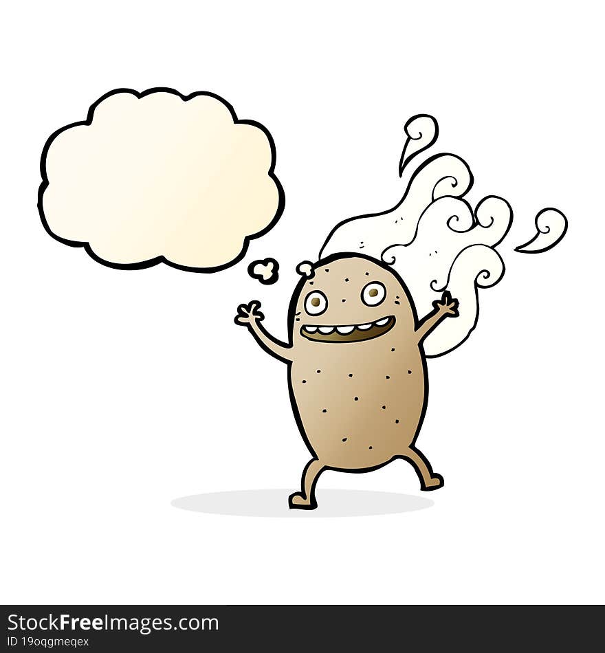 Cartoon Happy Potato With Thought Bubble