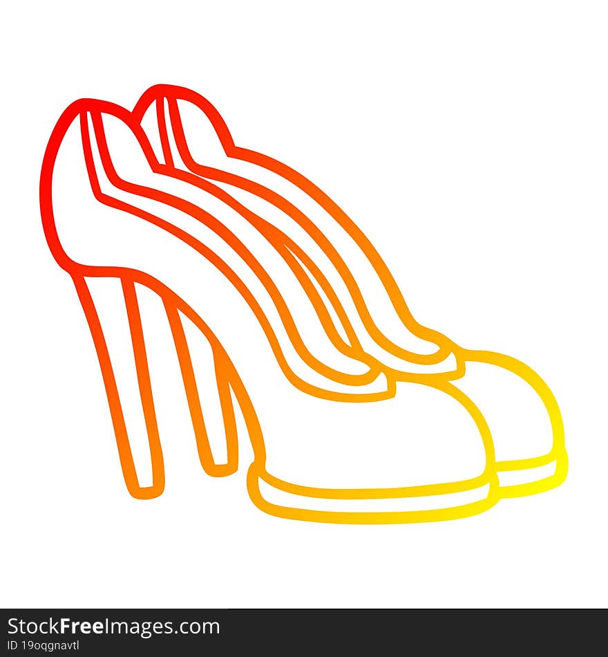 warm gradient line drawing cartoon red shoes