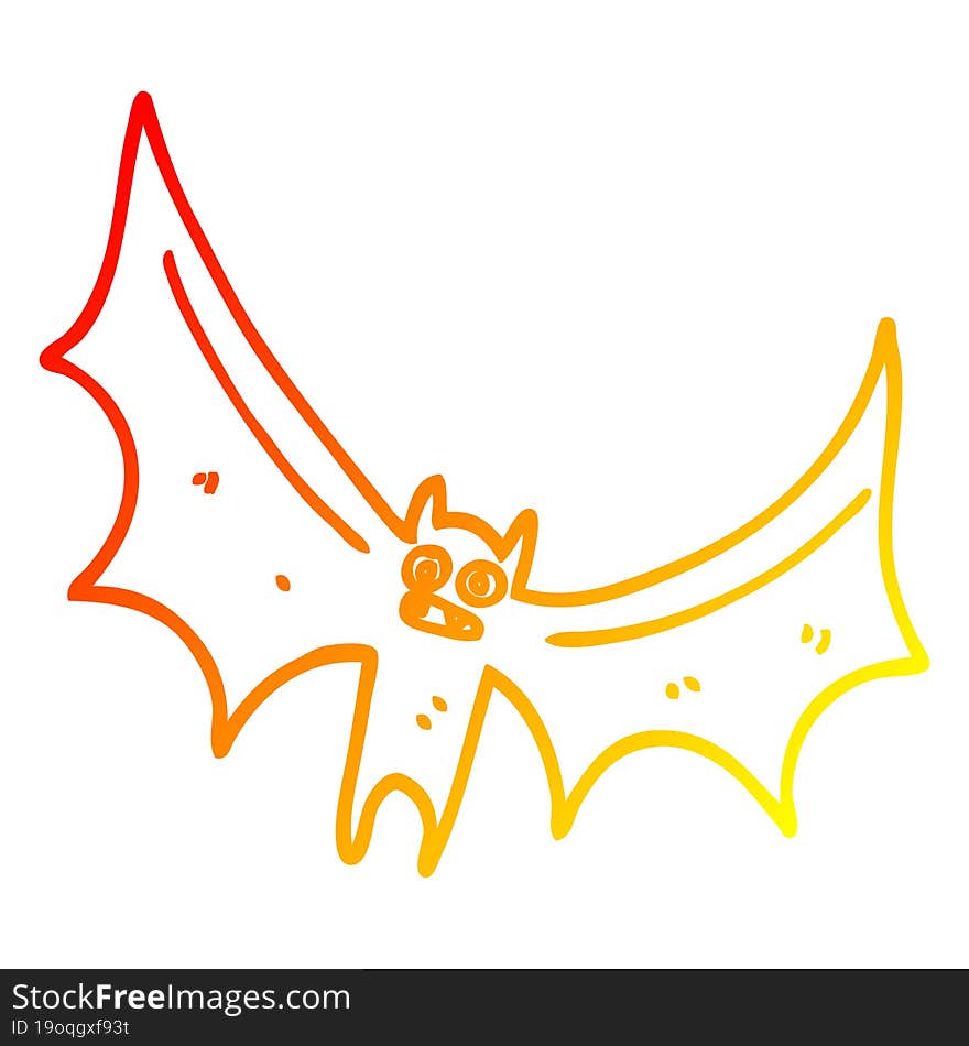 warm gradient line drawing cartoon bat