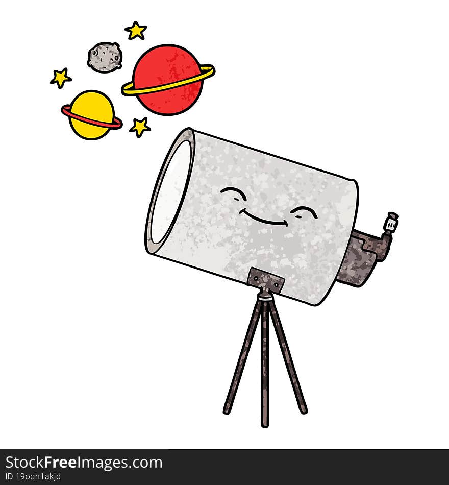 cartoon telescope with face. cartoon telescope with face