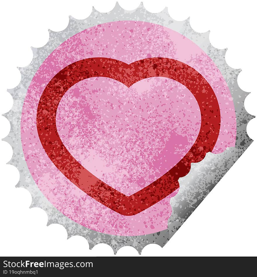 heart symbol round sticker stamp