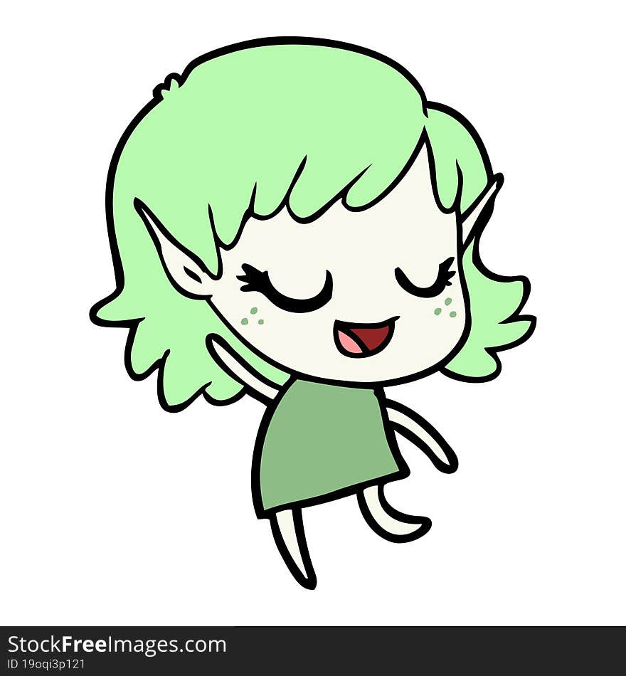 happy cartoon elf girl. happy cartoon elf girl