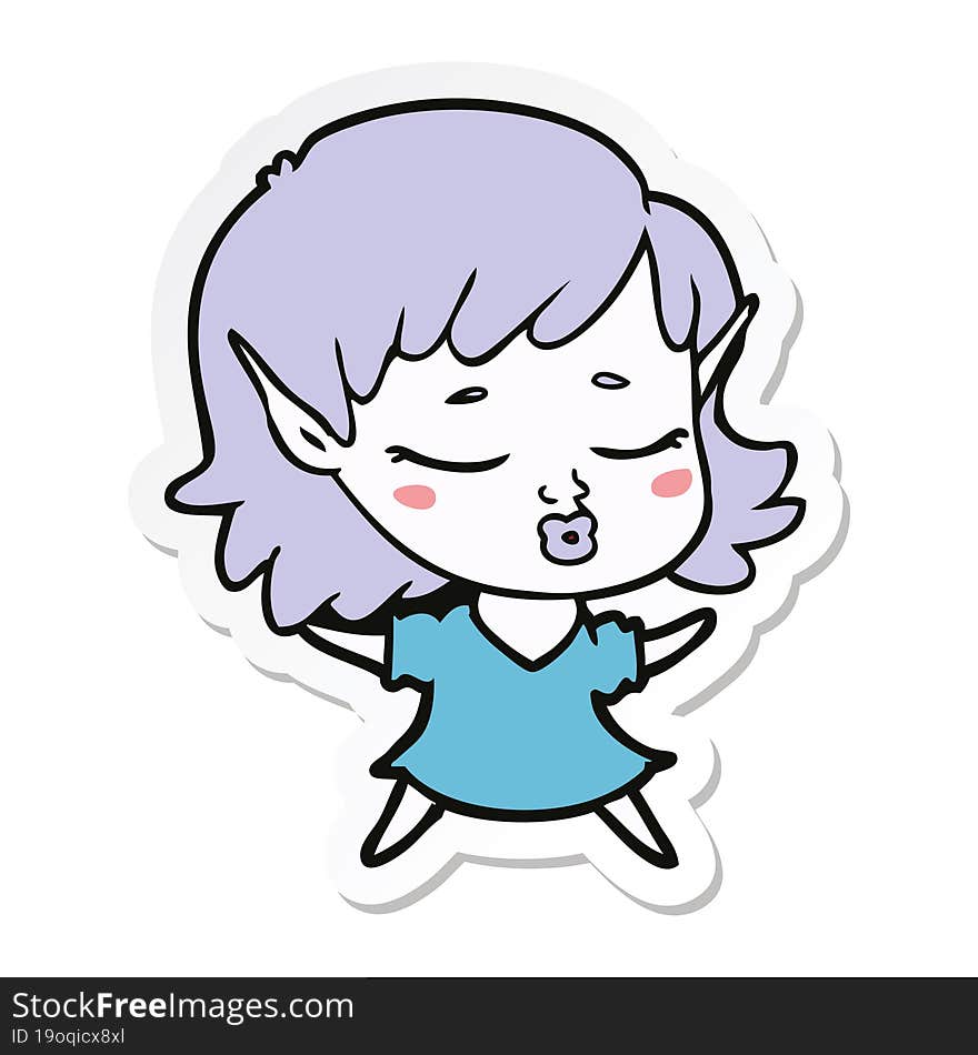 sticker of a pretty cartoon elf girl