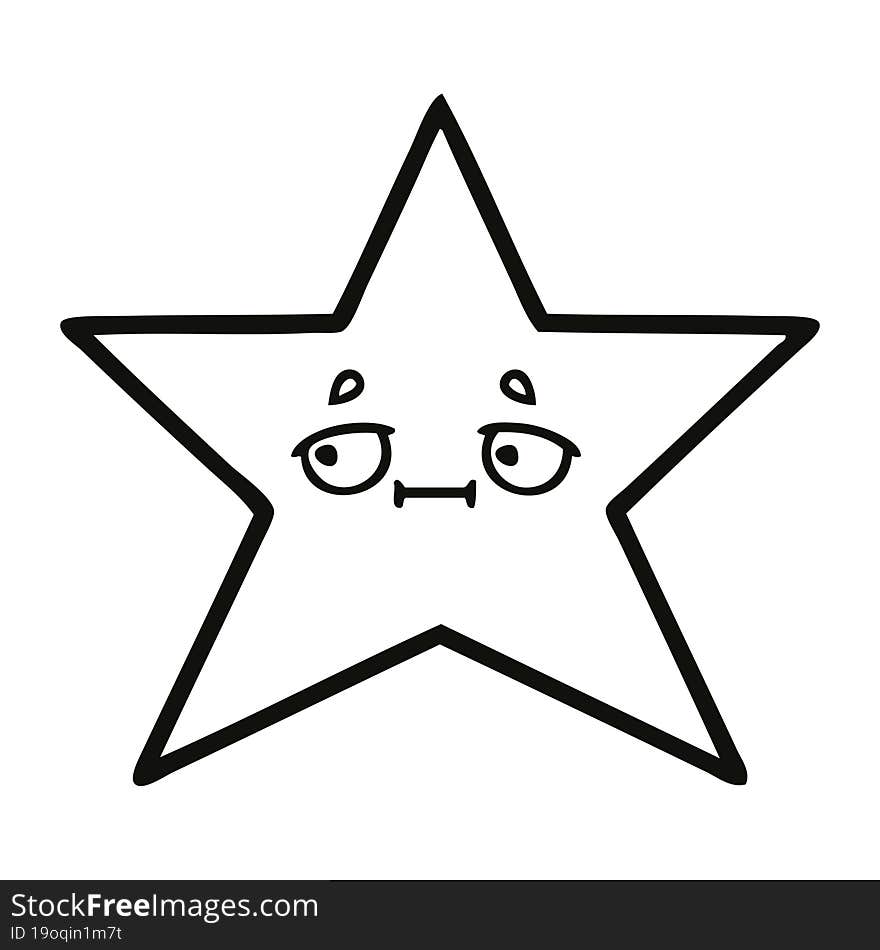 Line Drawing Cartoon Gold Star