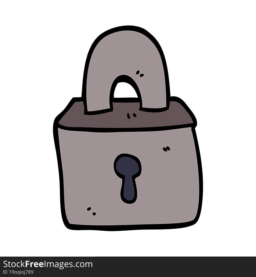 cartoon doodle padlock