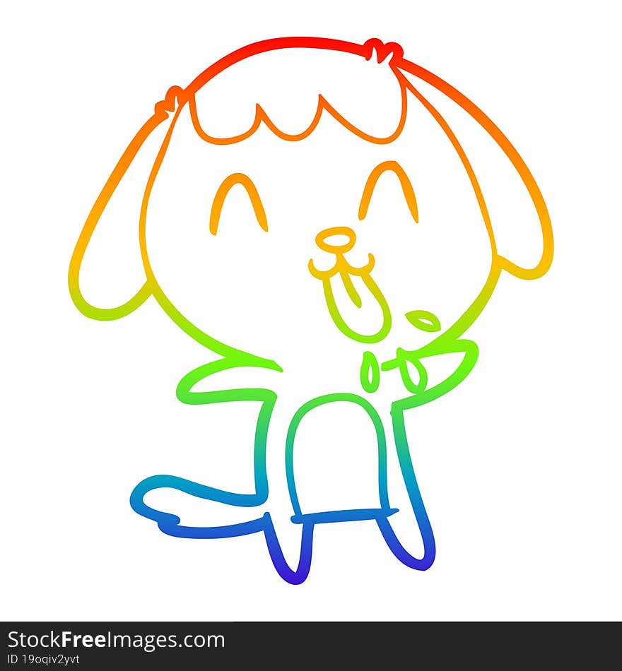 Rainbow Gradient Line Drawing Cute Cartoon Dog