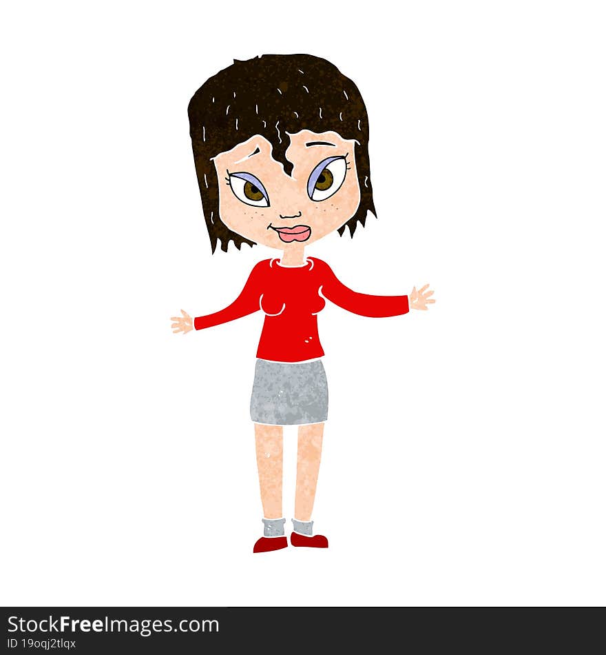 cartoon woman shrugging shoulders