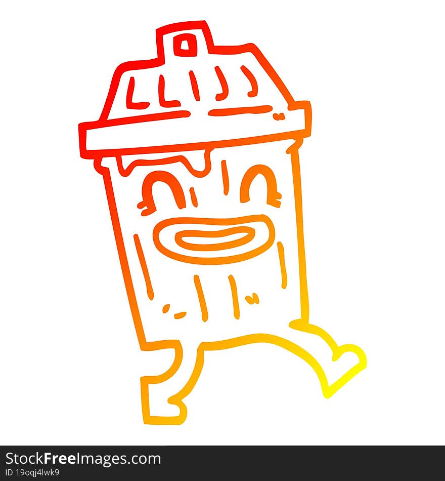 Warm Gradient Line Drawing Cartoon Waste Bin