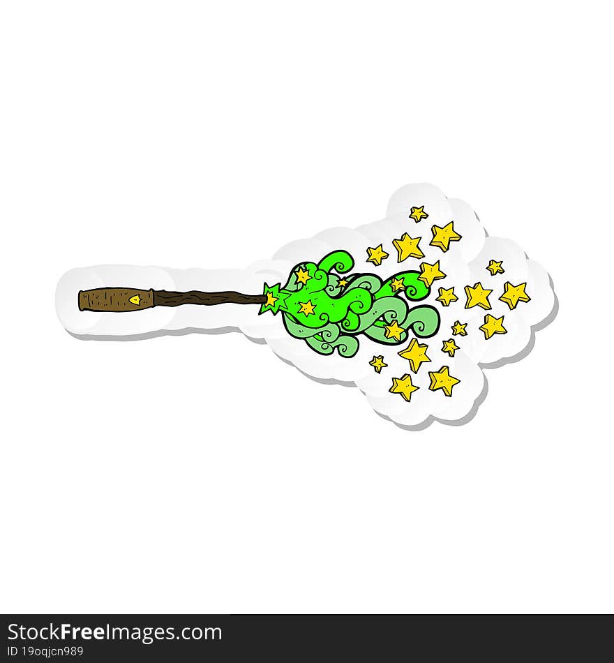 sticker of a cartoon magic wand casting spell