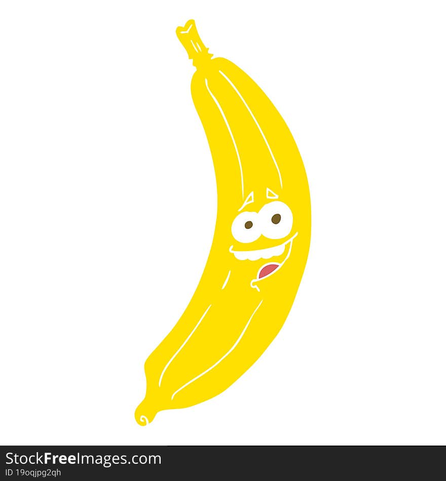 flat color illustration of a cartoon banana