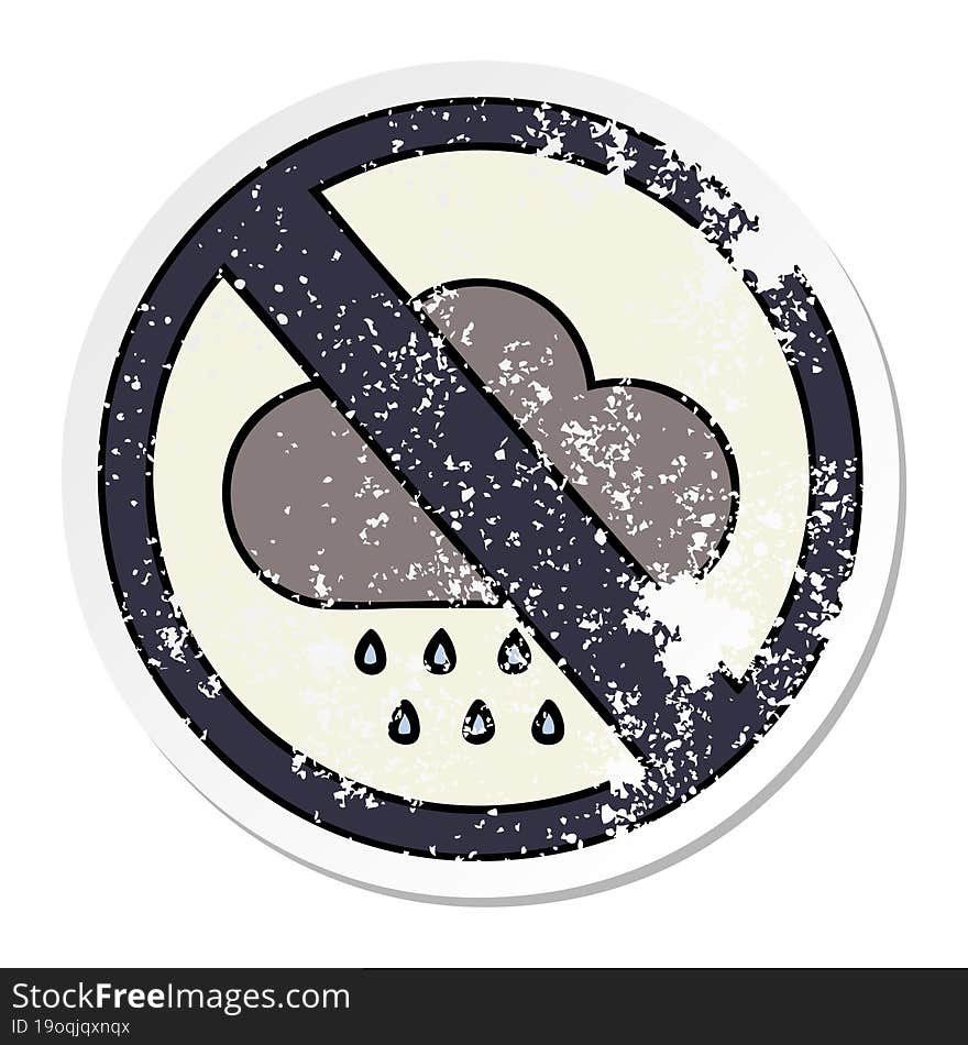 distressed sticker of a cute cartoon storm rain cloud sign