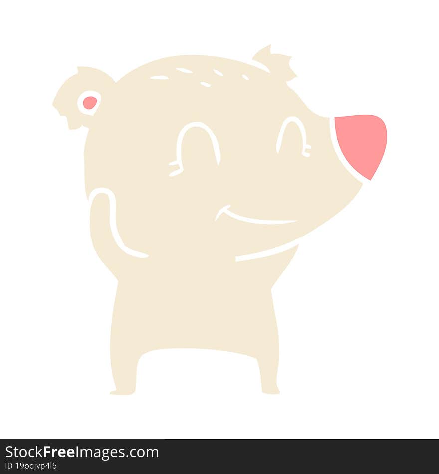 Smiling Polar Bear Flat Color Style Cartoon