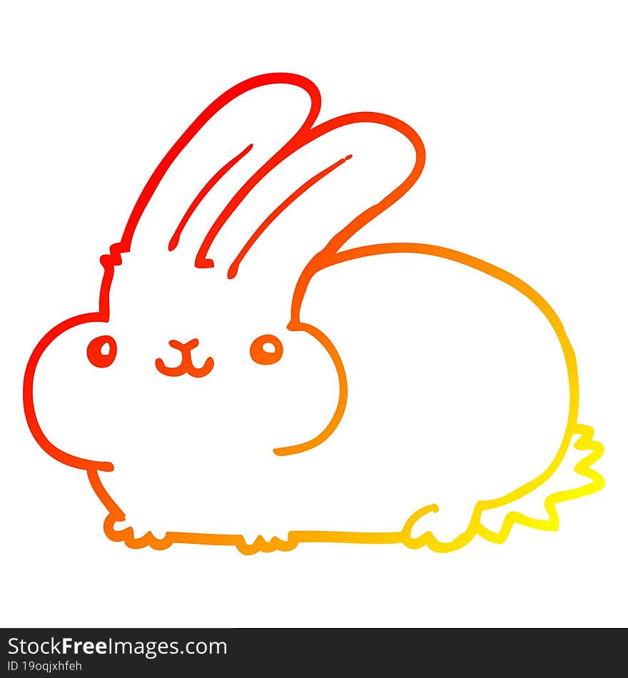 warm gradient line drawing of a cartoon rabbit