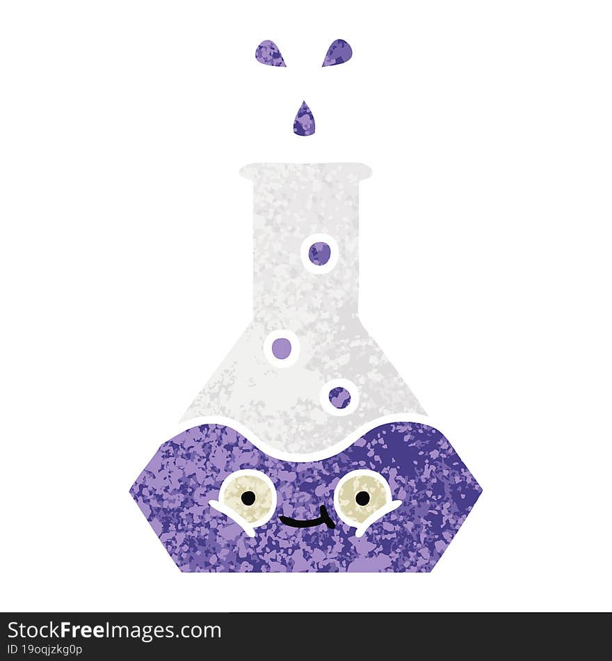 Retro Illustration Style Cartoon Science Beaker